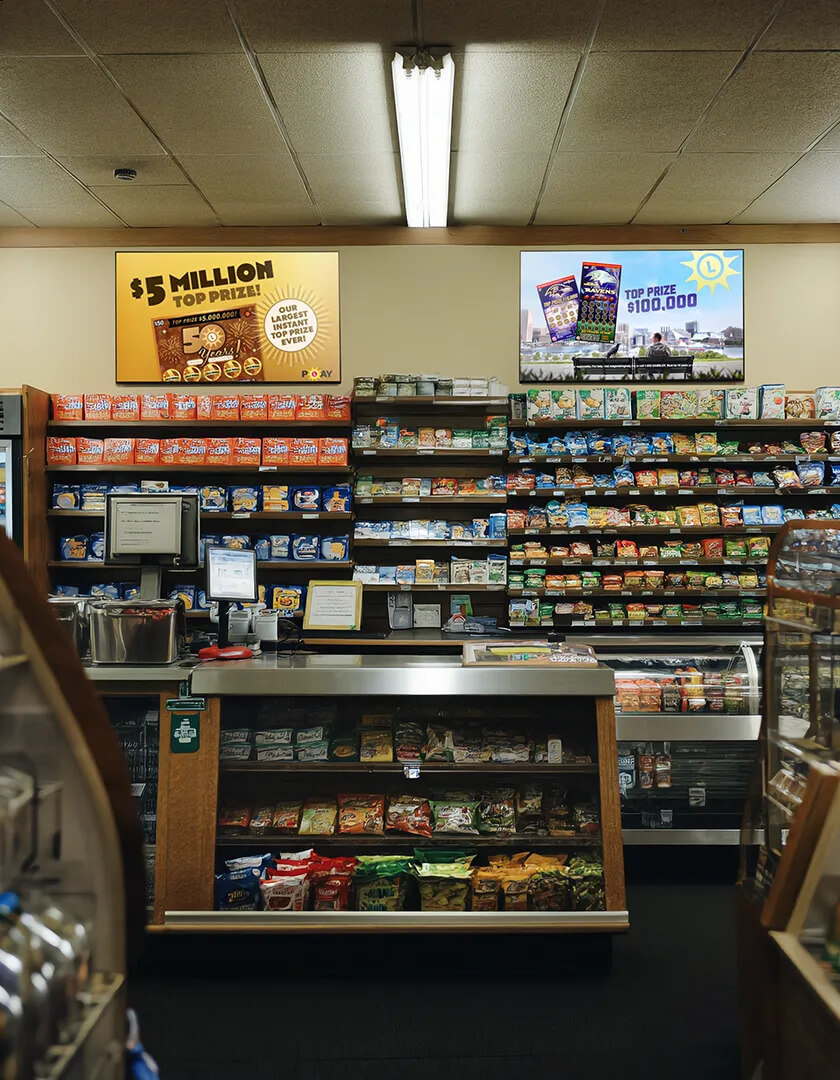 A store with shelves of food A store with shelves of food