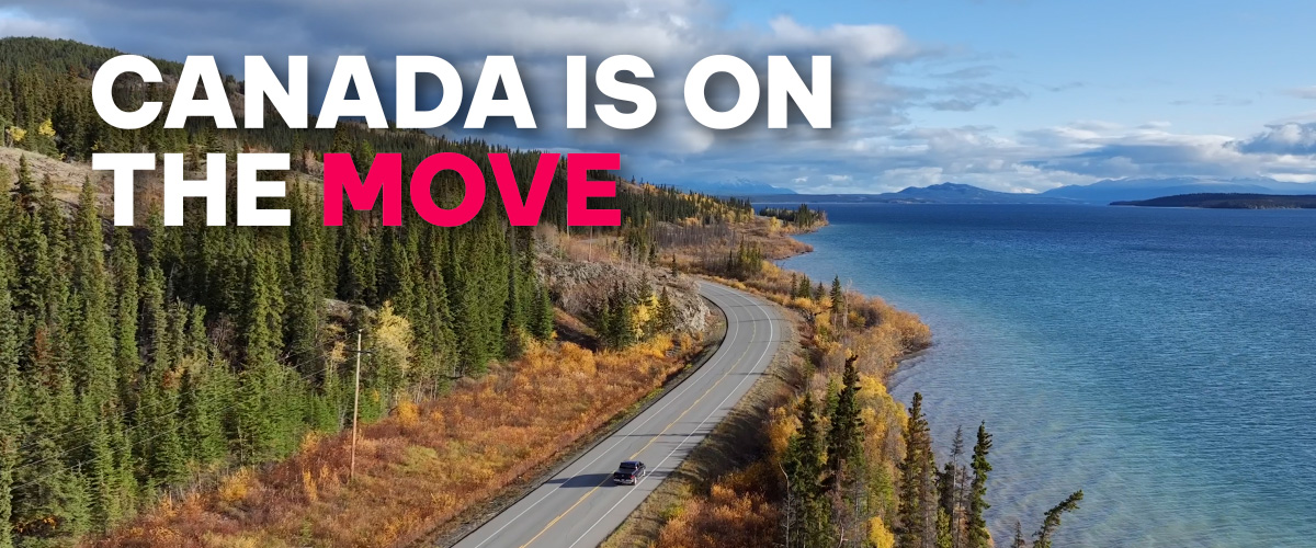 A winding road along the coast of Canada. Canada is on the move.